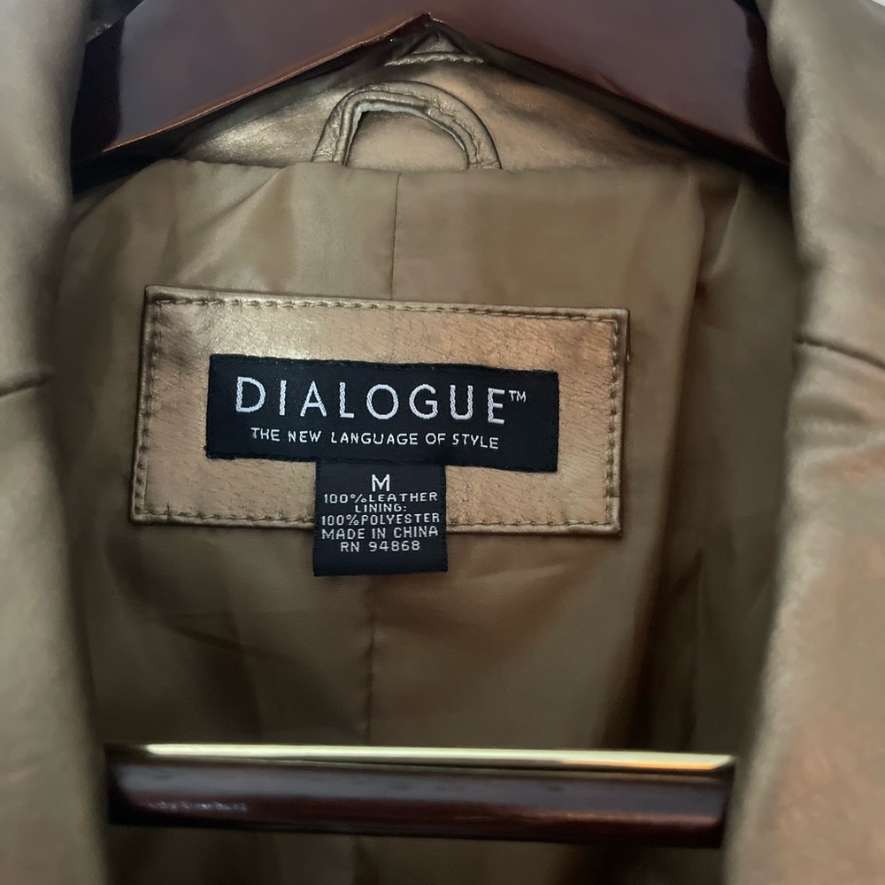 Vintage Brown gold 100% Leather Blazer bomber Jacket Sz M - Picture 4 of 8
